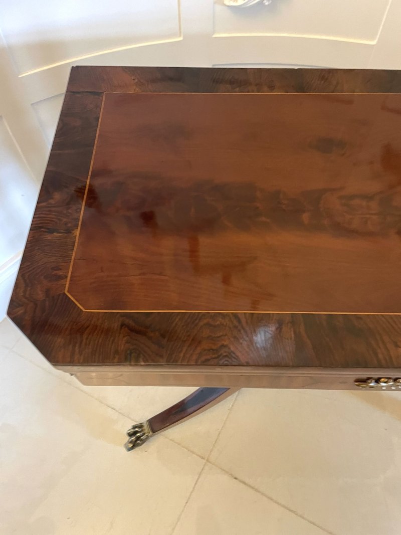 Fine Quality Antique Regency Figured Mahogany Card/Console Table with Gilded Brass Mounts - Image 11